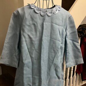 Vintage Wool Powder Blue Shift Dress